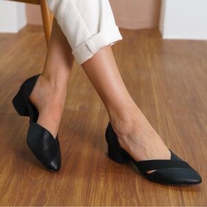 ETSY HylWedding Handmade in Turkey Black Dorsay Low Block Heel